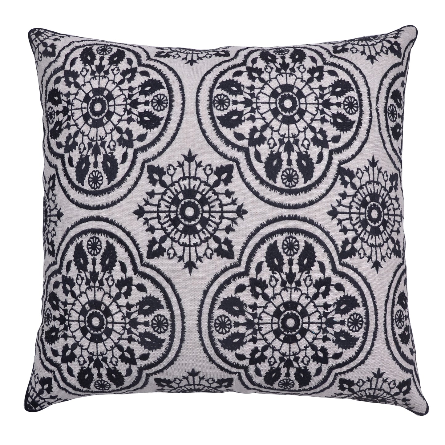 Elegant Medallion Embroidered Cushion