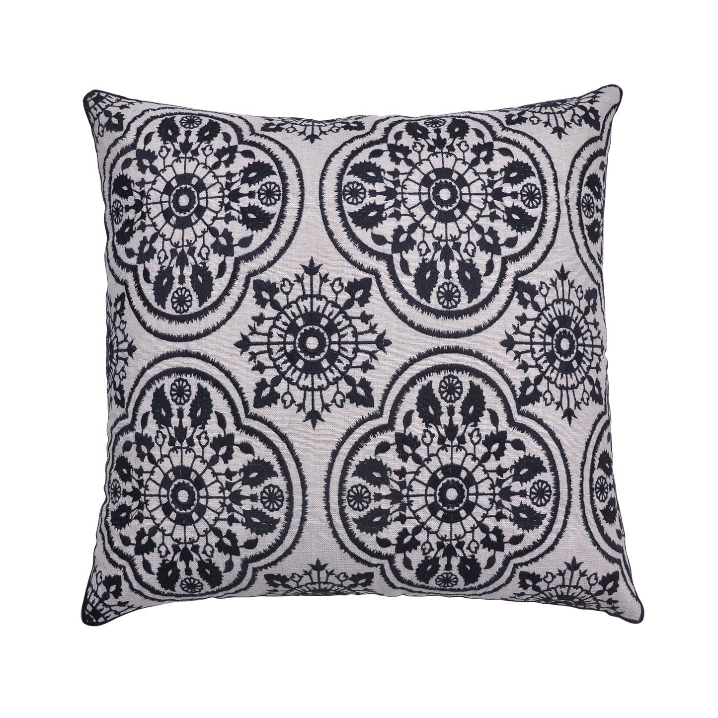 Elegant Medallion Embroidered Cushion