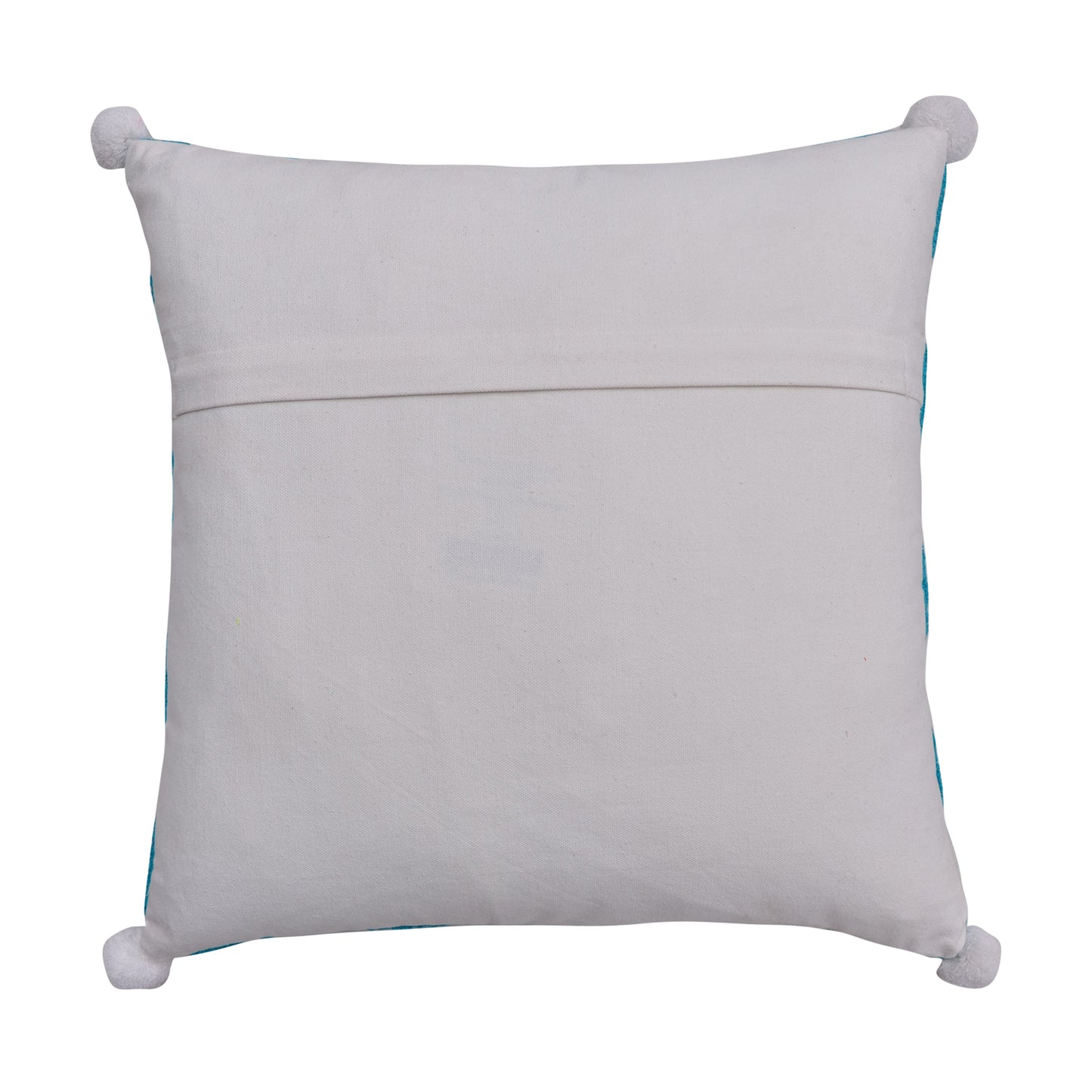 Aqua Checkered Hand-Embroidered Cushion Cover