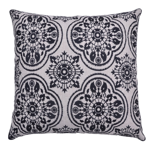 Elegant Medallion Embroidered Cushion