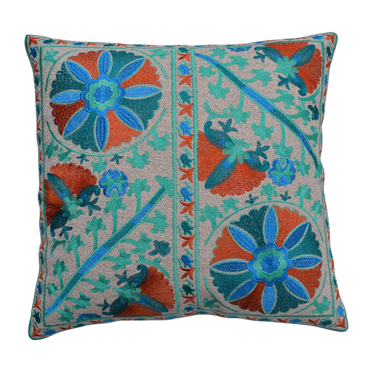 Garden Song Embroidered Cushion Cover