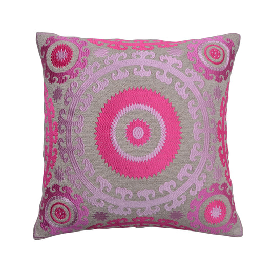 Fuchsia Mandala Embroidered Cushion