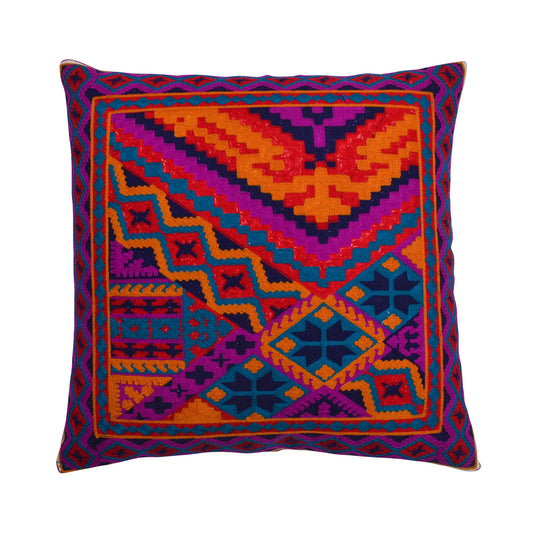 Tribal Mosaic Hand-Embroidered Cushion Cover