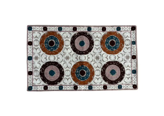 Handcrafted Suzani Circle Motif Embroidered pillow