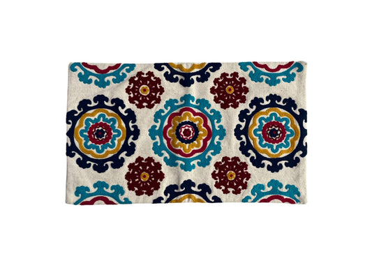 Colorful Floral Medallions Suzani Embroidered Pillow Cover