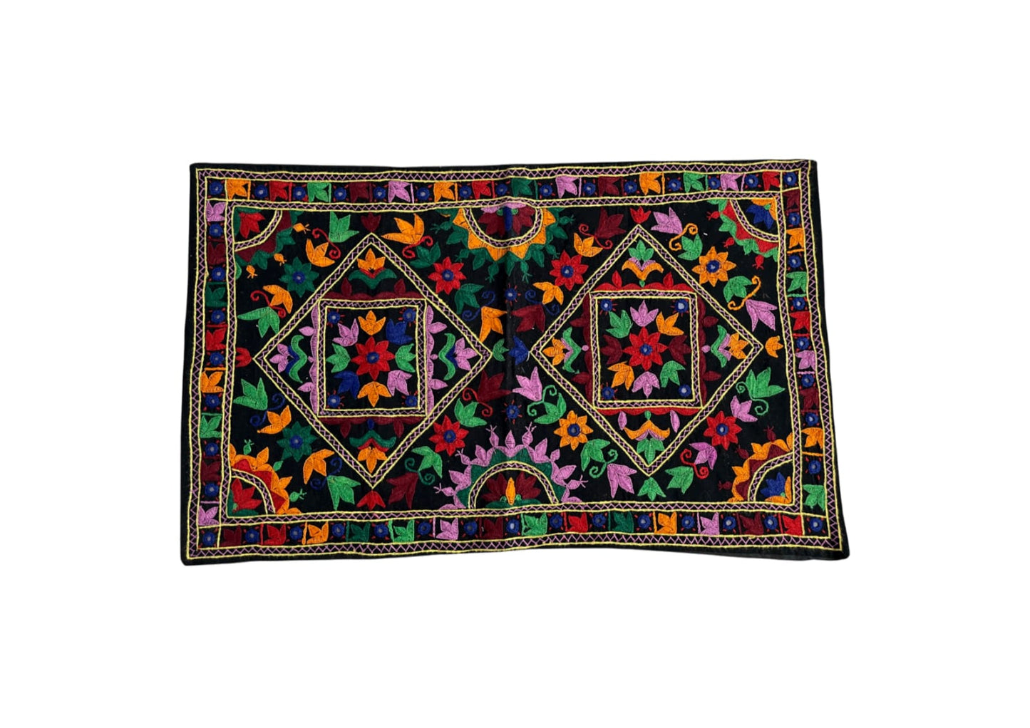 Multicolor Boho Floral Embraided  Pillow Cover